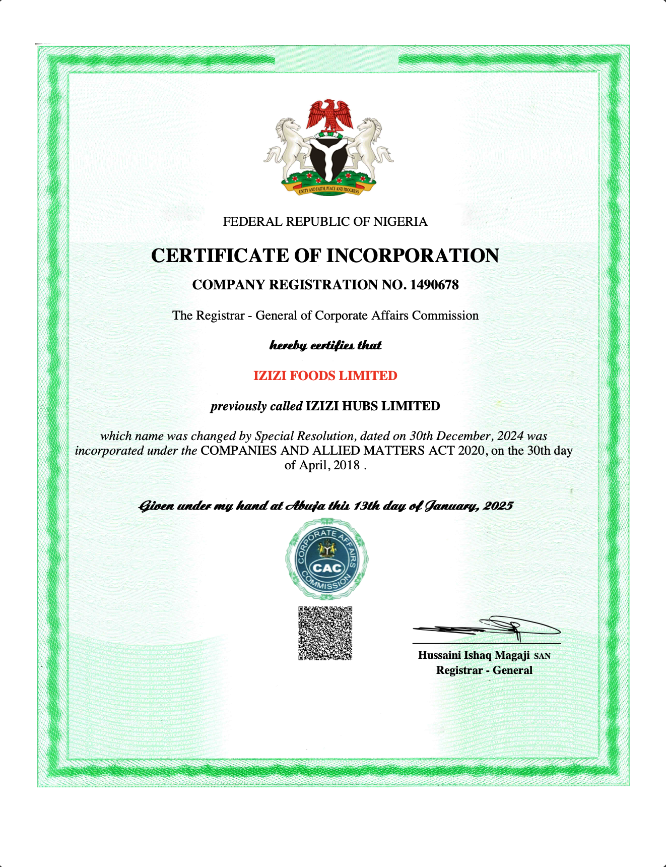 Certificate of Incorporation